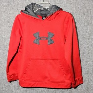 Under Armour Kid's Red/Gray Fleece Pullover w/Hood